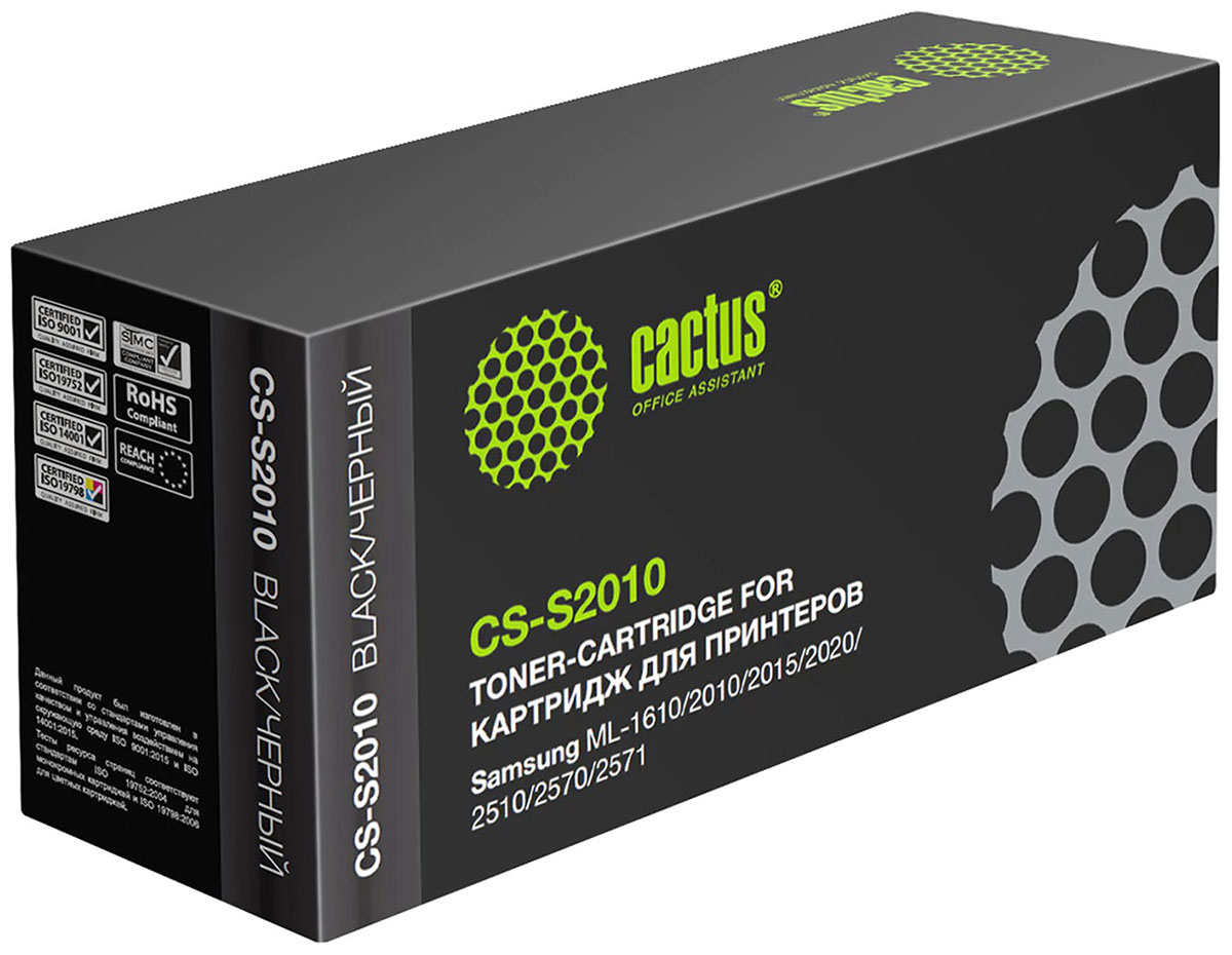 

Картридж лазерный Cactus CS-S2010 для SAMSUNG ML-1610/2010/2015/2020/2510/2570, ресурс 3000 страниц, Черный