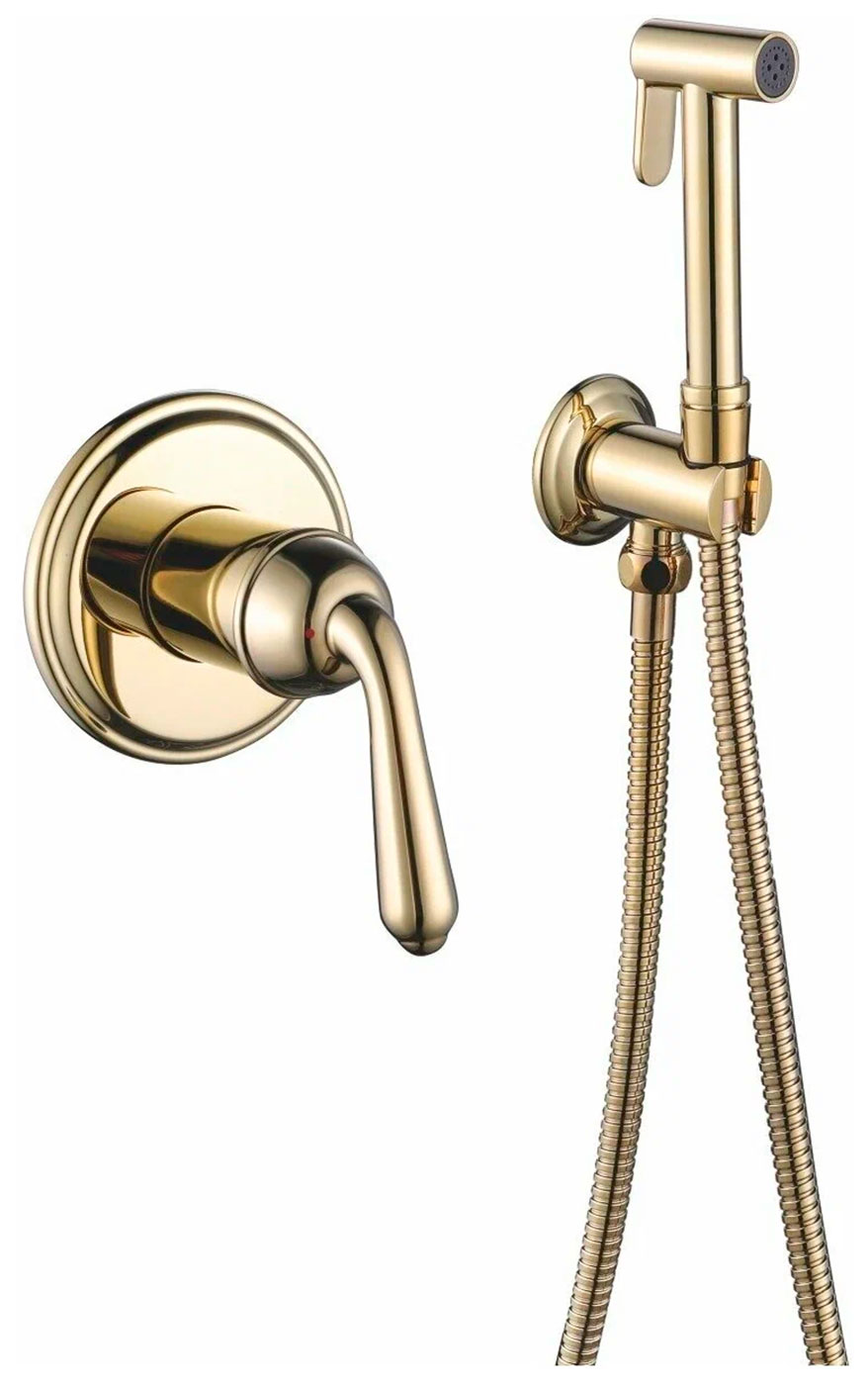 Изображение товара Гигиенический душ со смесителем Rose R02E золотой для биде встраиваемый