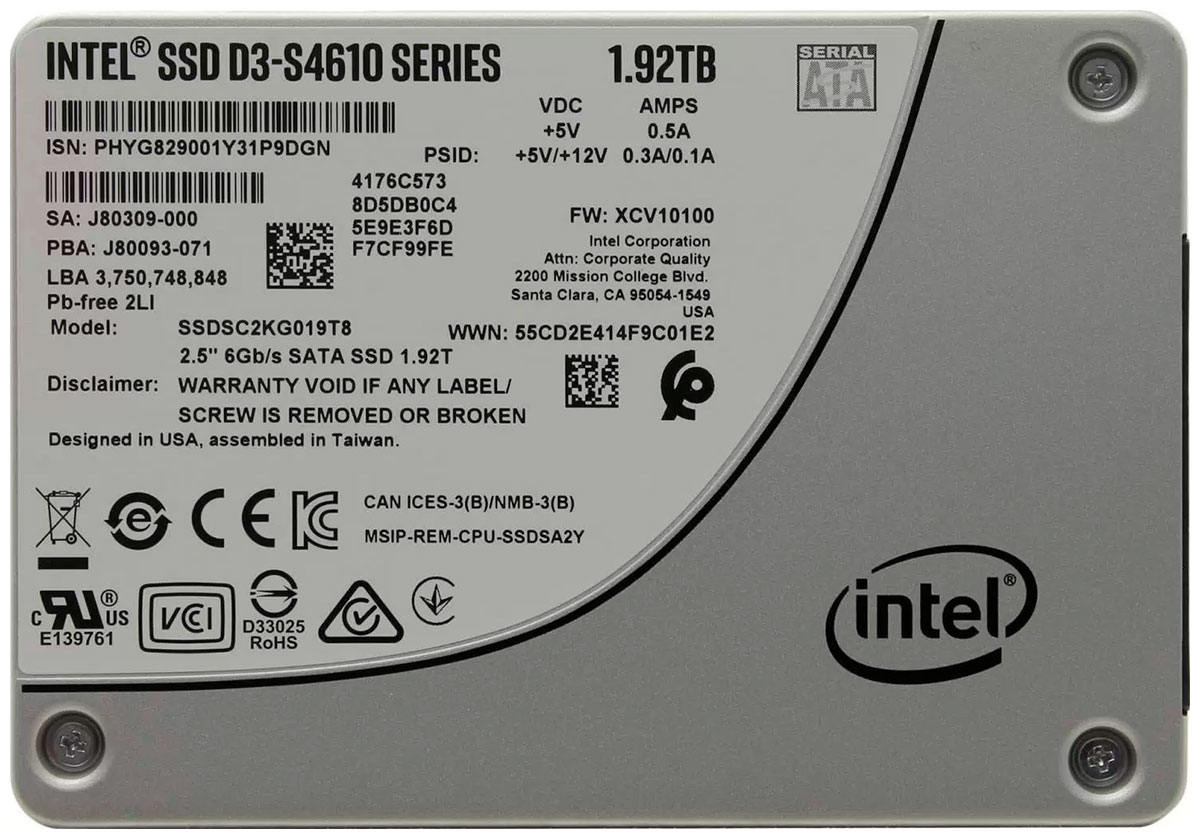 Изображение товара Intel 2.5 D3-S4610 1920 Гб SATA III серверный SSD накопитель