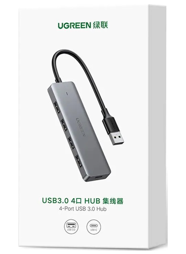 Изображение товара Ugreen CM219 4-Port USB 3.0 хаб с USB-C портом питание и защитой
