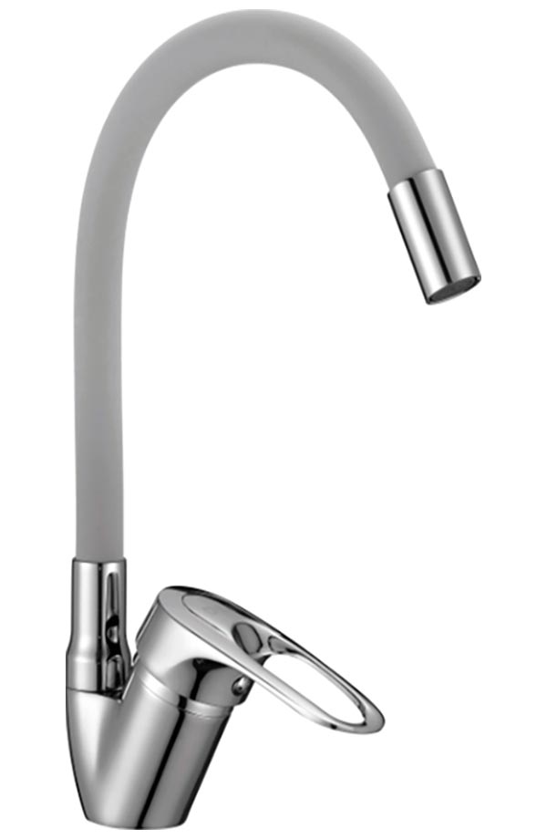 Изображение товара Смеситель для кухни с гибким изливом D-Lin хром/серый (D150628-2C)