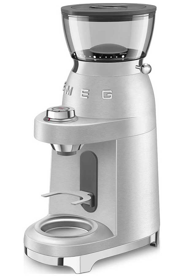 Изображение товара Кофемолка Smeg CGF02SSEU с системой Twist & Lock стиль ретро 150 Вт