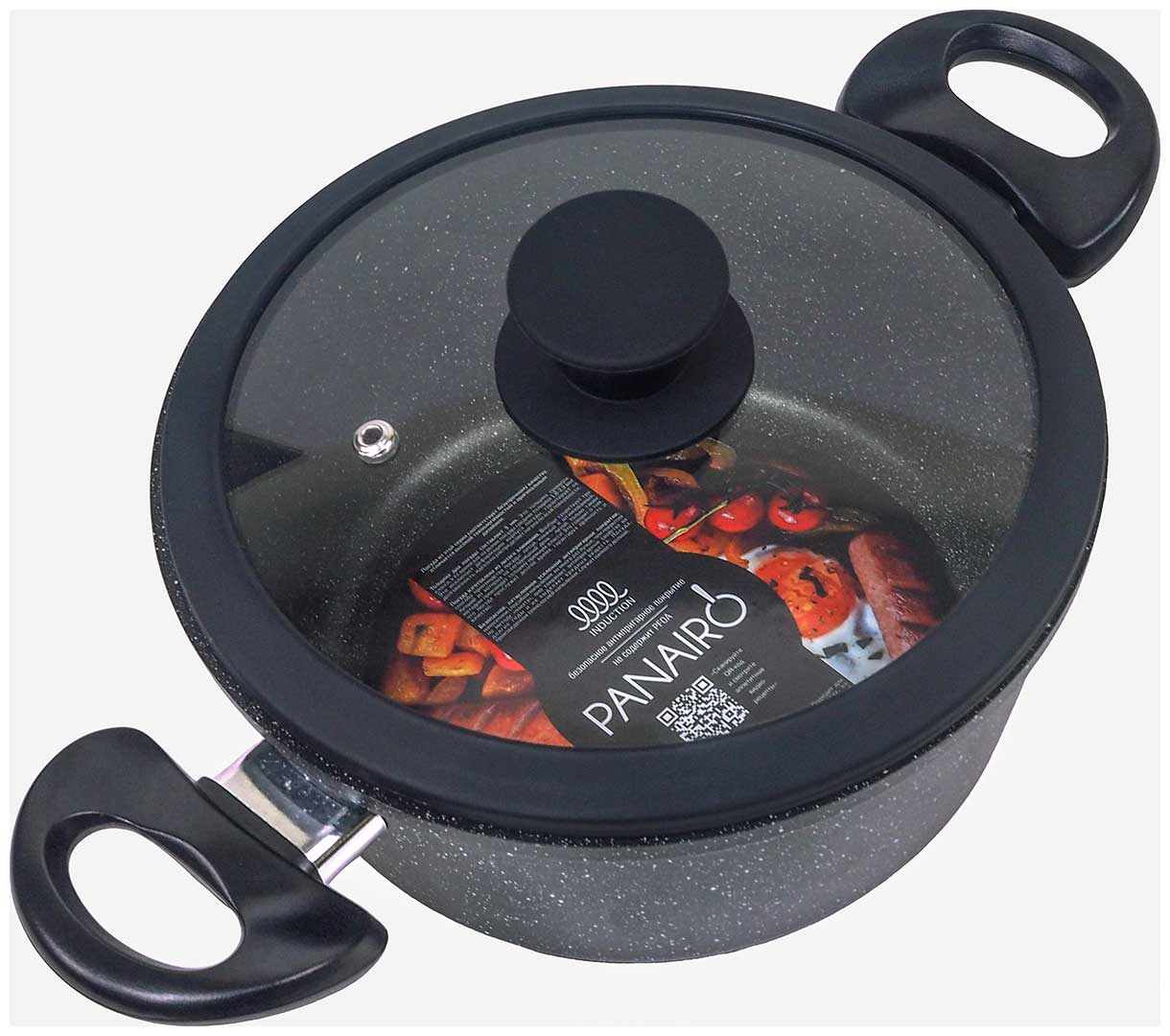 Изображение товара Кастрюля Panairo Expa induction с крышкой и ненагревающимися ручками, 3.3 л, индукция (Exp-KAS-3-BAС-K.sil-I)