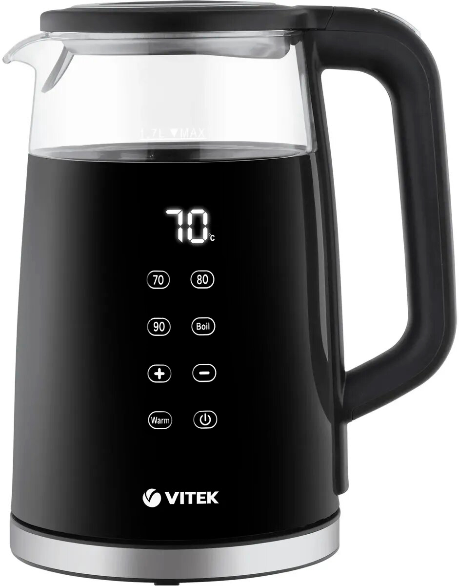

Чайник Vitek VT-8827, 1.7л., 2200Вт, стекло/металл, Черный