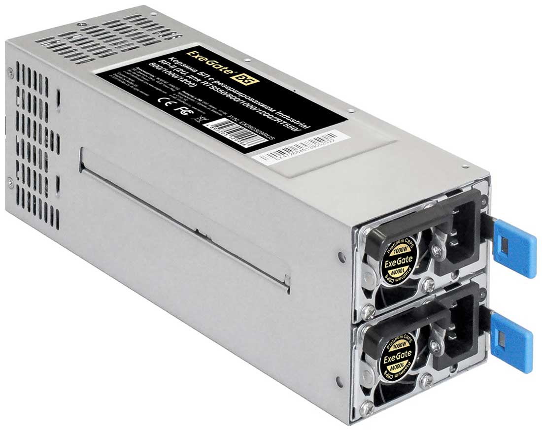 Изображение товара Серверный БП ExeGate 2U Redundant 2x1200W Industrial-RTS1200 (EX292324RUS)