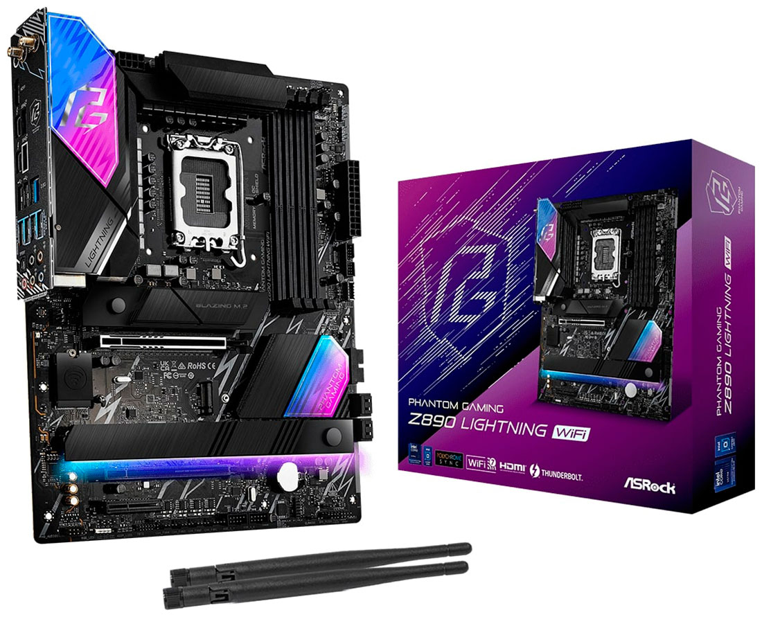 Изображение товара Материнская плата Asrock Z890 LIGHTNING WIFI (LGA1851, ATX) Изображение товара Материнская плата Asrock Z890 LIGHTNING WIFI (LGA1851, ATX)