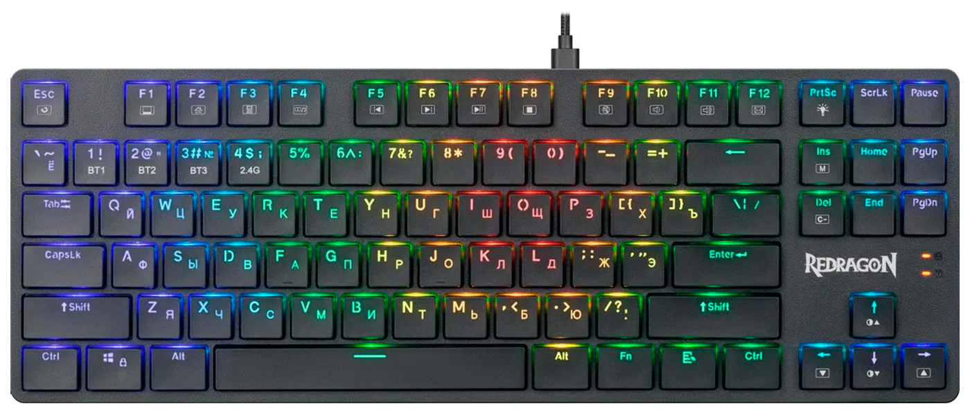 

Механическая клавиатура Redragon Anubis RU, RGB, черный, BT+2.4G, тонкая (70505)