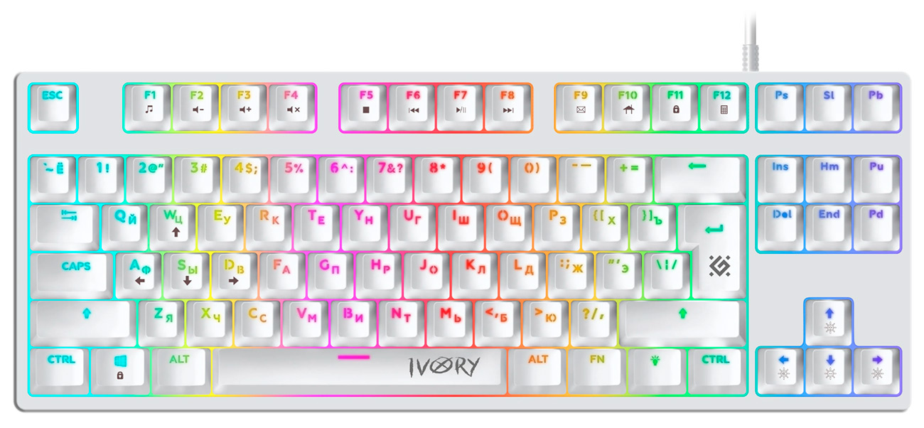 Изображение товара Механическая клавиатура Defender Ivory GK-579 RU с RGB подсветкой и Anti-ghost