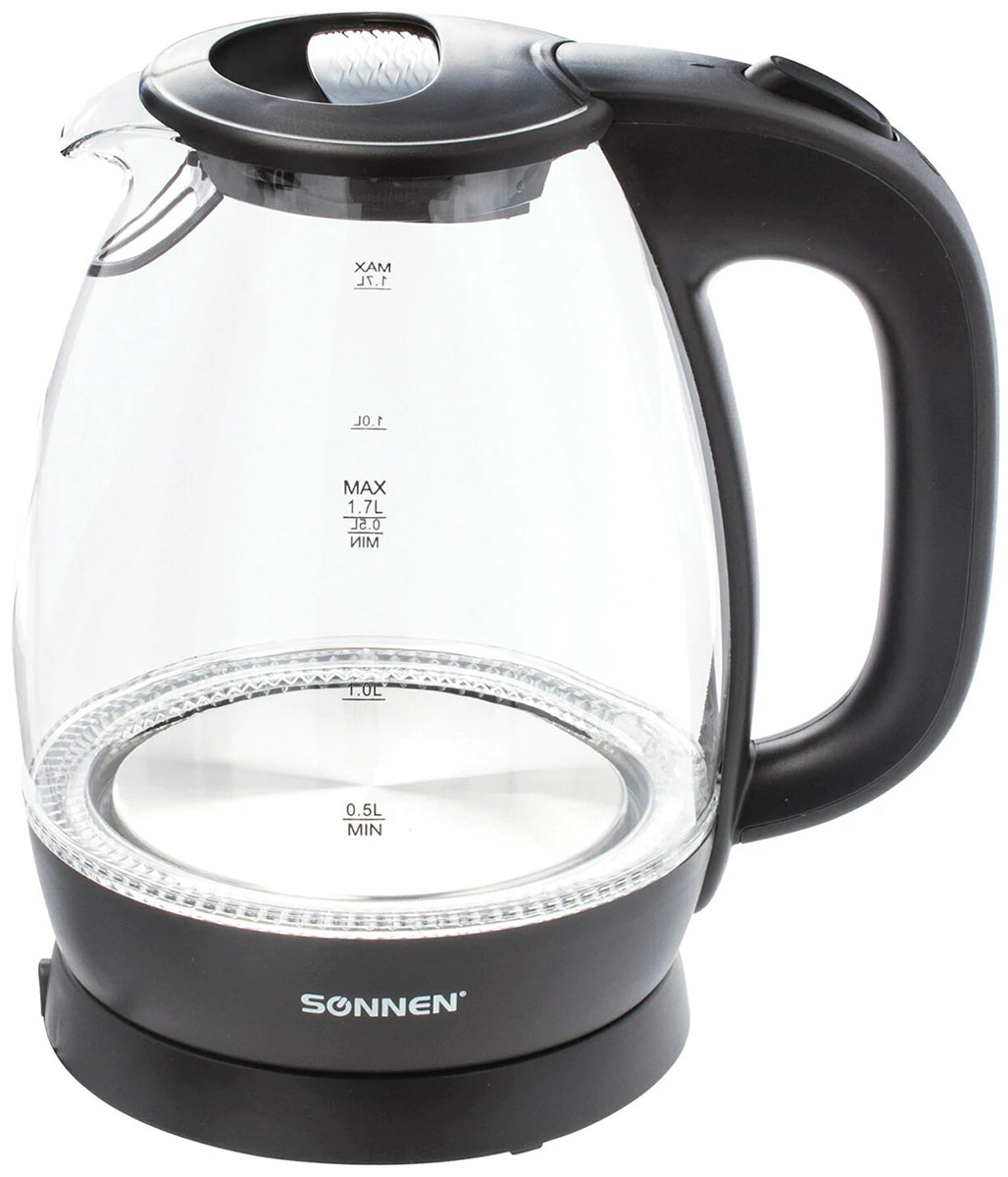 Изображение товара Электрический чайник Sonnen KT-1786 1.7л 2200 Вт стекло черный