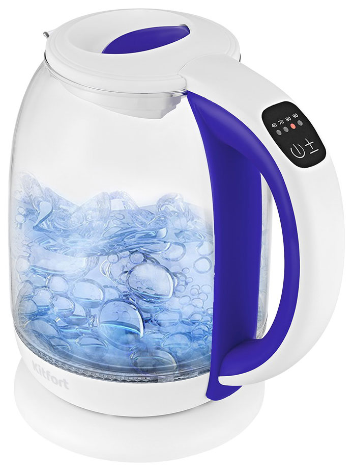 цена Чайник электрический Kitfort KT-6140-1 бело-фиолетовый