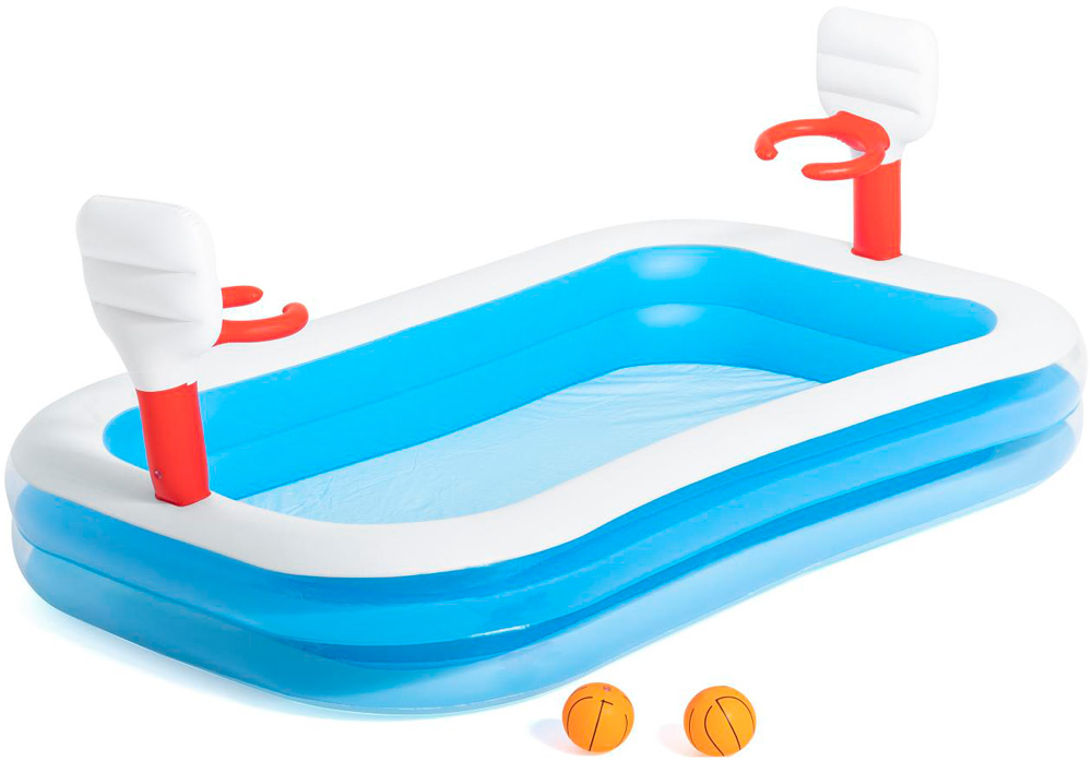 Изображение товара Детский бассейн BestWay 54122 BW 254х168х102см "Баскетбол" с кольцами и 2-мя мячами, 636л