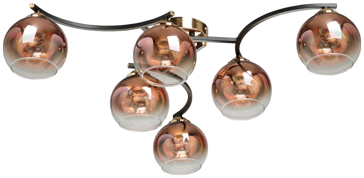 

Люстра потолочная De City Вита 6*60W E27 220 V 220013306, Черный/золотой