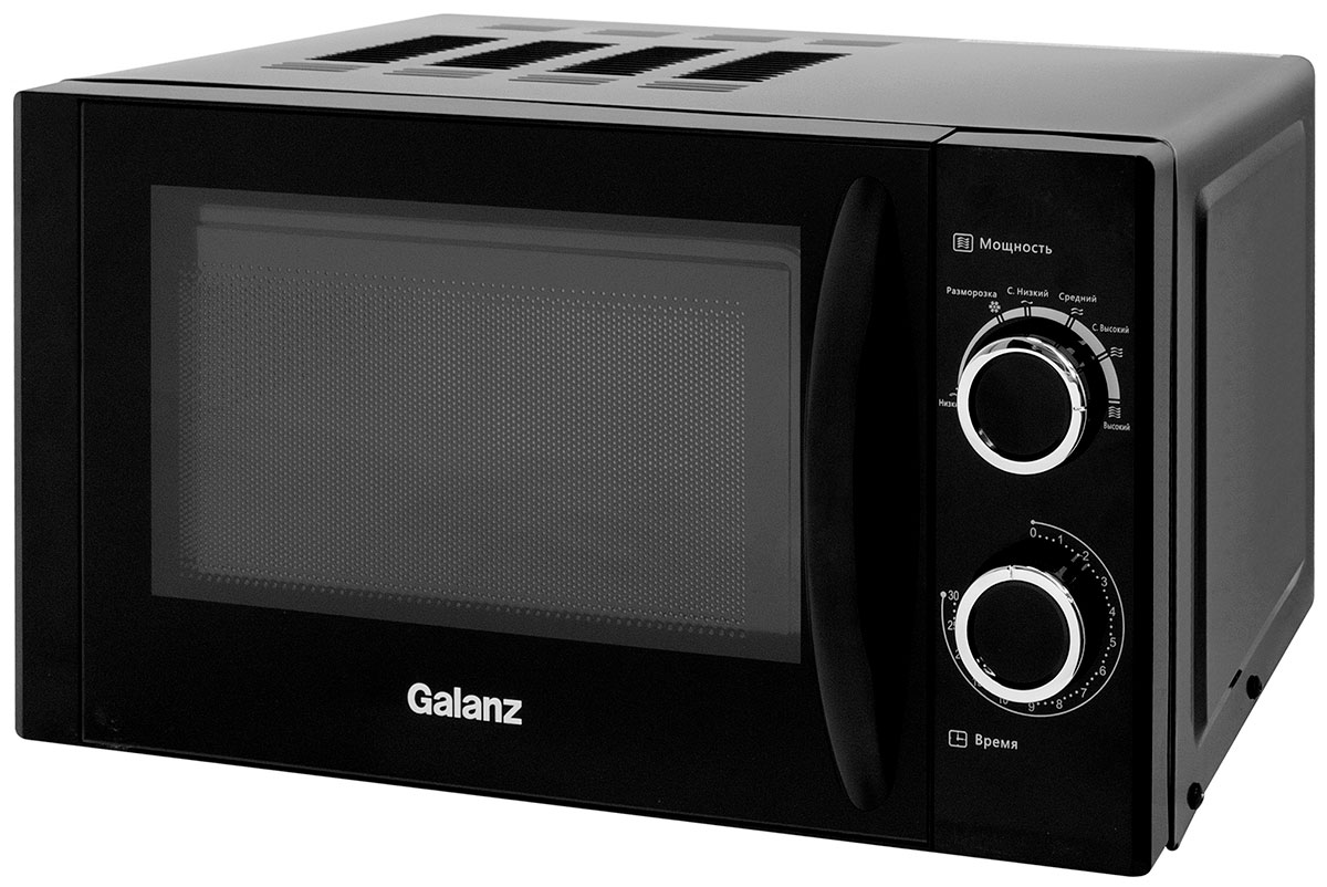 Микроволновая печь - СВЧ Galanz MOS-2001MB 20 л, 700 Вт, черный свч beko moc20100wfb 700 вт белый