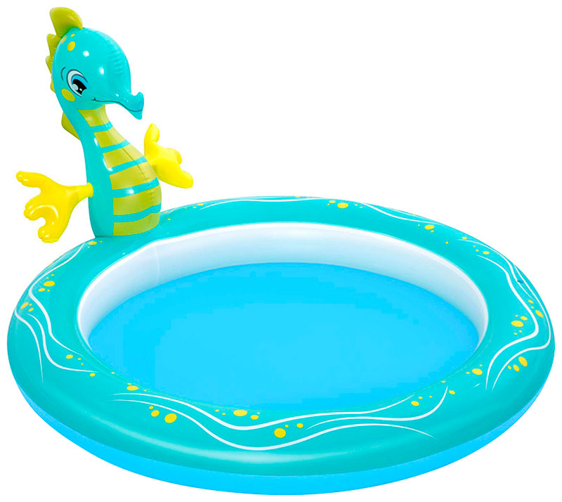 Изображение товара Бассейн надувной детский BestWay Seahorse 53114 188х160х86 см с разбрызгивателем Изображение товара Бассейн надувной детский BestWay Seahorse 53114 188х160х86 см с разбрызгивателем