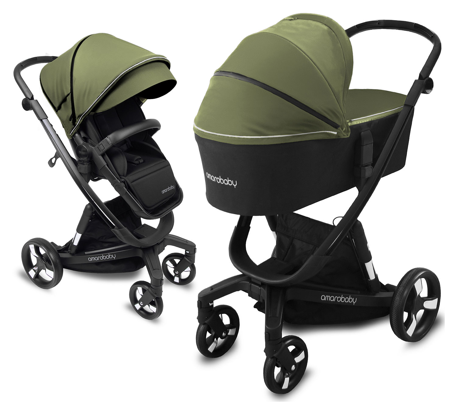Изображение товара Коляска детская 2 в 1 Amarobaby TUTUM хаки (AB22-10TUTUM/26)
