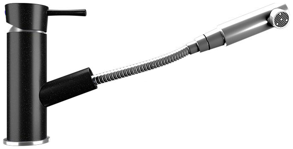 Изображение товара Смеситель для кухни Ulgran U-009 с выдвижным изливом ультра черный