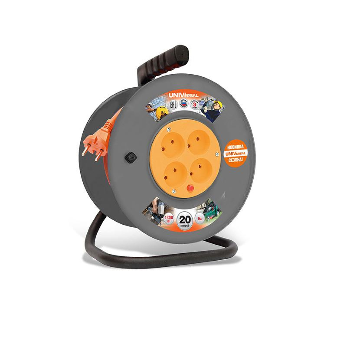 Изображение товара Удлинитель на катушке ВЕМ-250 4гнезда 20м без заземления IP44