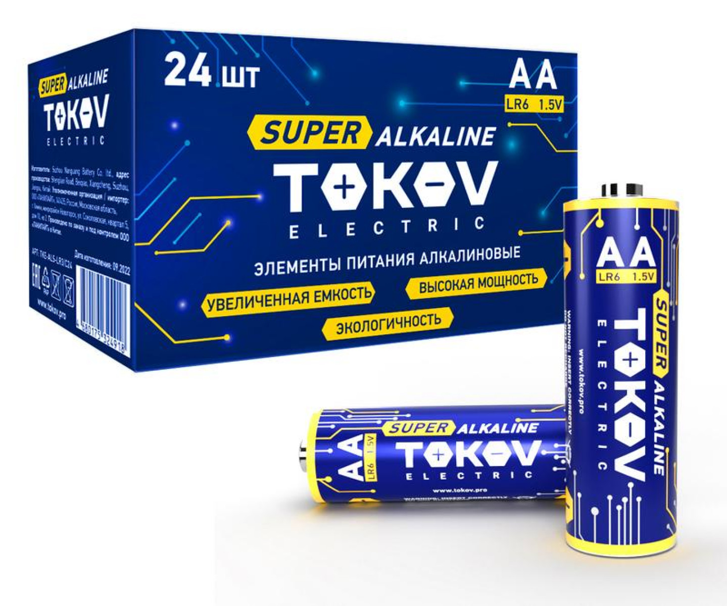 Изображение товара Алкалиновый элемент питания Tokov Electric LR6/AA 24 шт