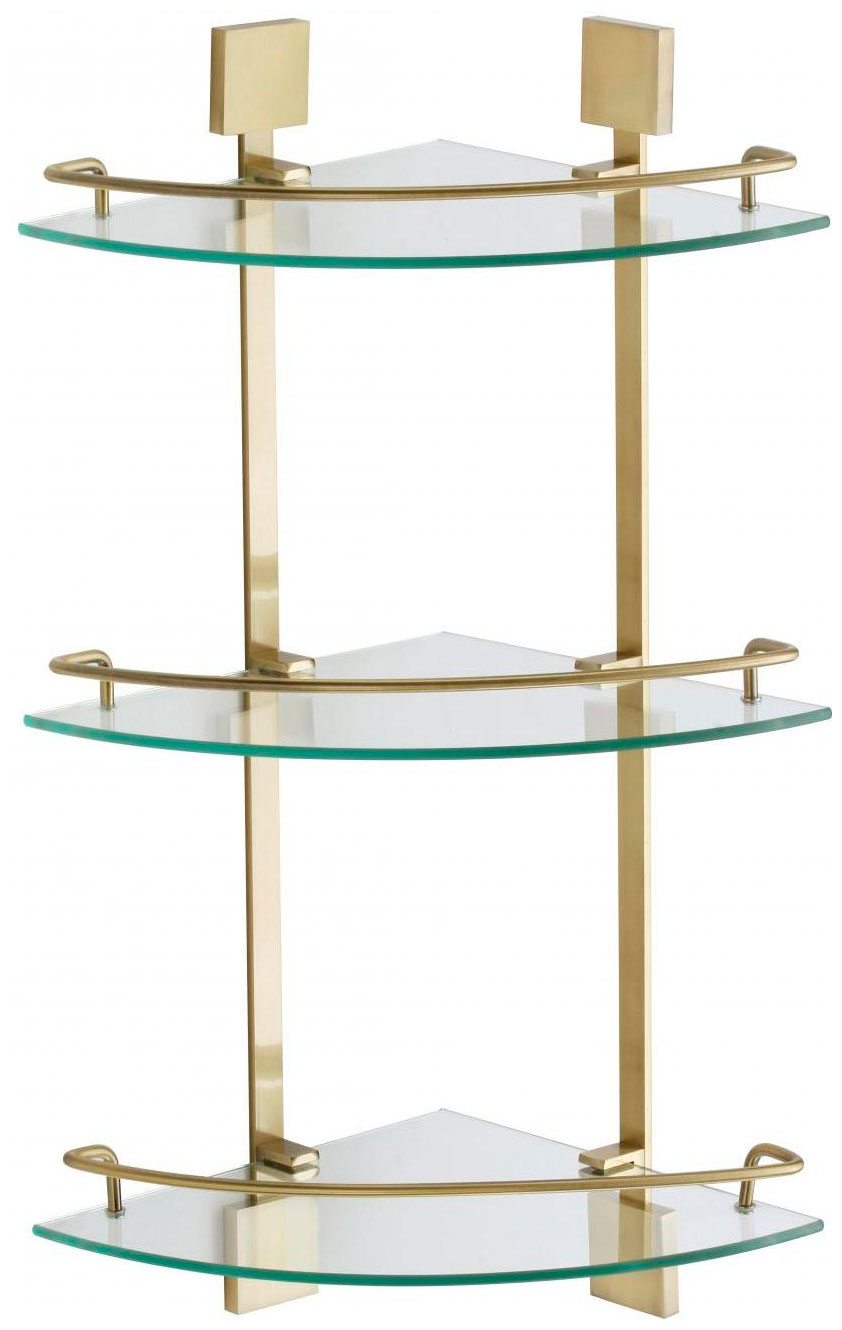 Изображение товара Угловая тройная стеклянная полка Savol S-065322C-3 бронзовая