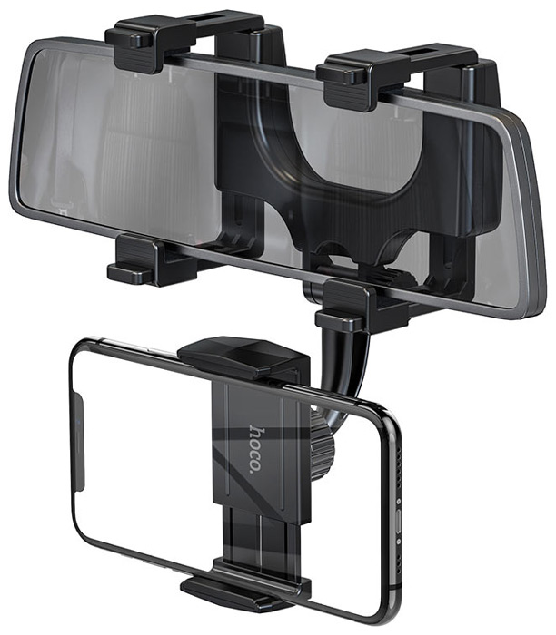 Держатель Hoco RH5 для смартфона, крепление на внутрисалонное зеркало, черный цена и фото