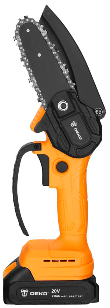 Изображение товара Пила цепная аккумуляторная Deko DKCHS 20-4, 20 В, 2x2.0 Ач, (063-4308), желто-черный