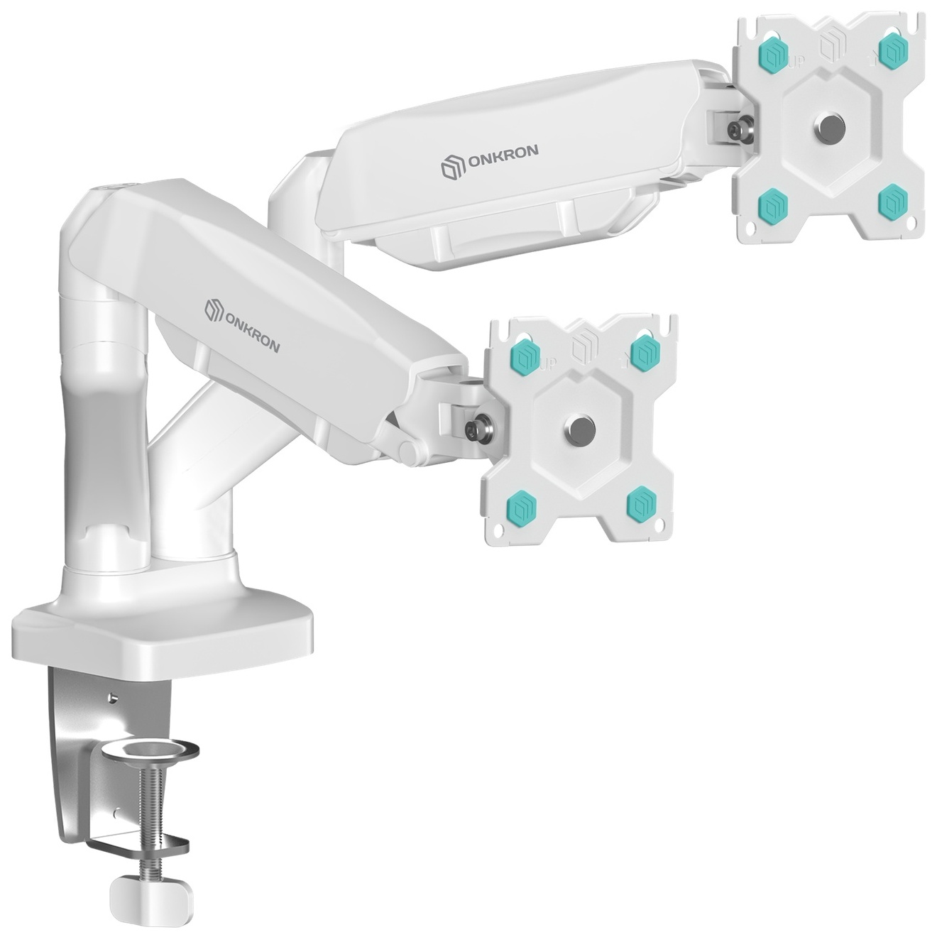 Изображение товара Настольный газлифтный кронштейн для двух мониторов ONKRON G160 белый
