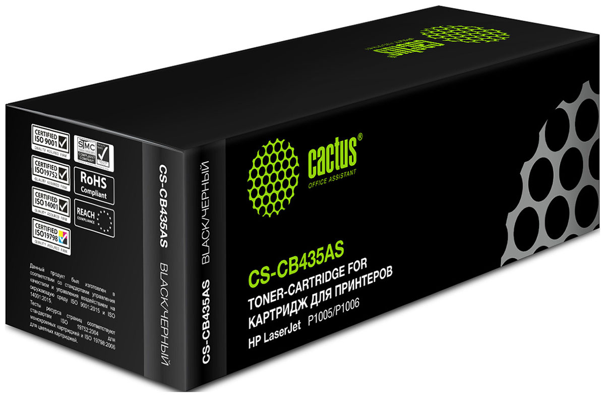 

Картридж лазерный Cactus CS-CB435AS для HP LaserJet P1005/P1006, ресурс 1500 страниц, Черный