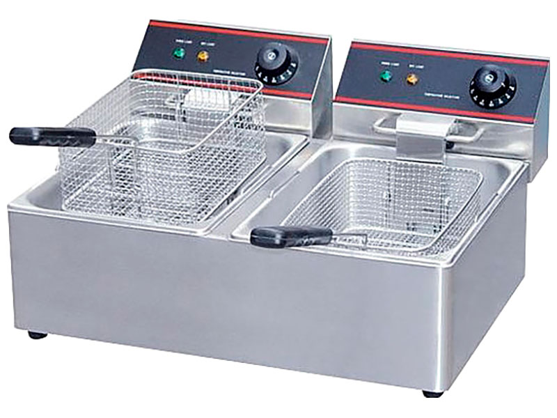 Изображение товара Электрическая фритюрница Viatto EF-4L-2 с двумя ваннами и регулятором температуры