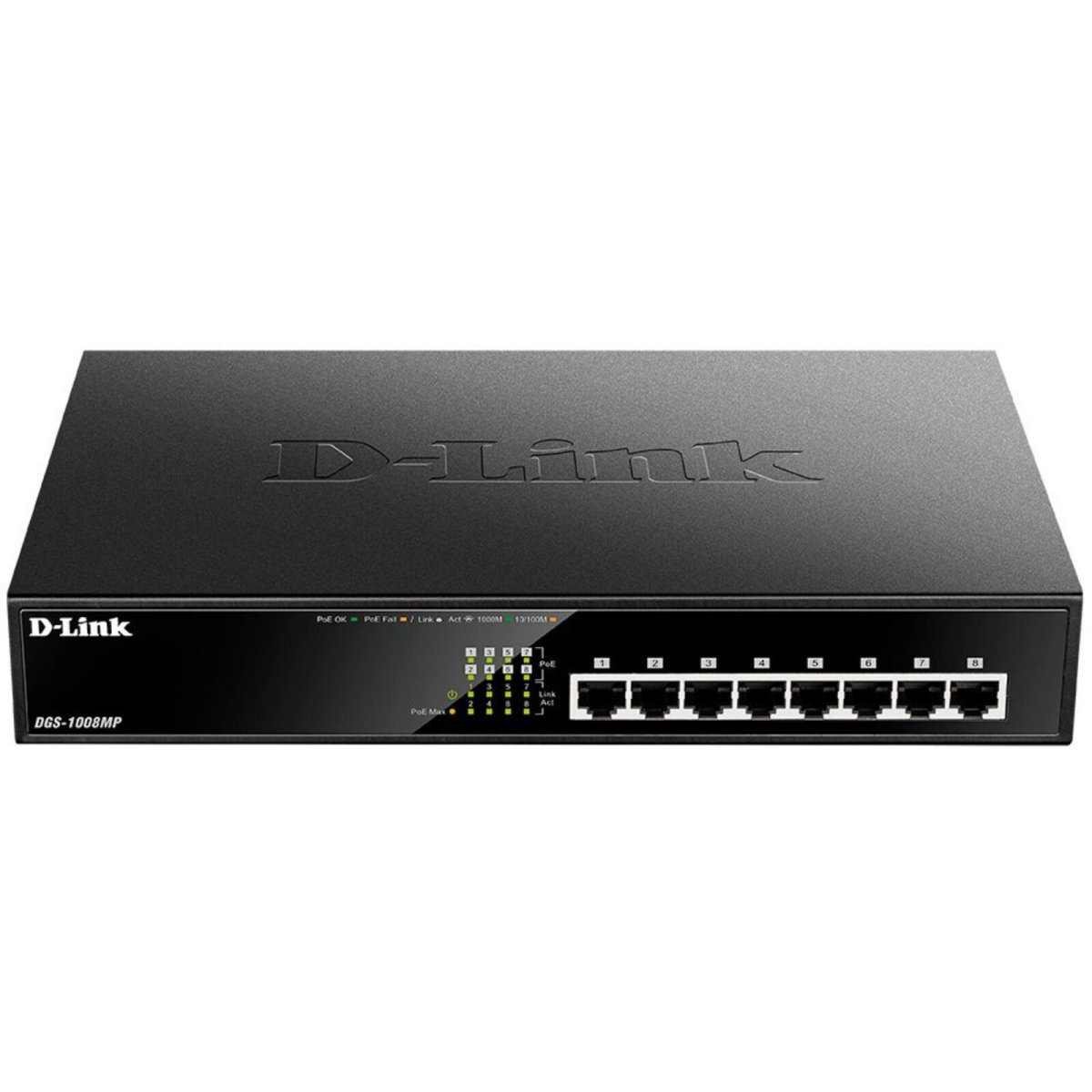 Изображение товара Коммутатор D-Link DGS-1008MP/B1A 8G 8PoE+ 125W неуправляемый