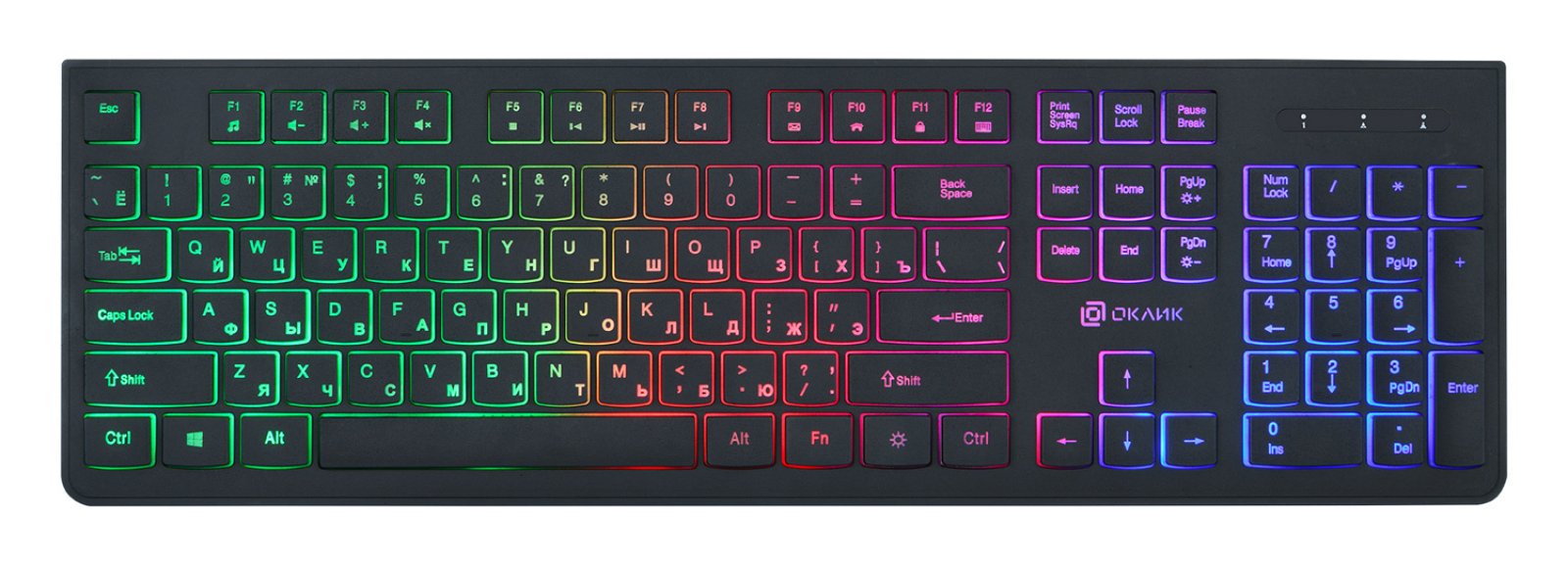 Изображение товара Клавиатура Oklick 1196537 440ML черный USB с подсветкой slim