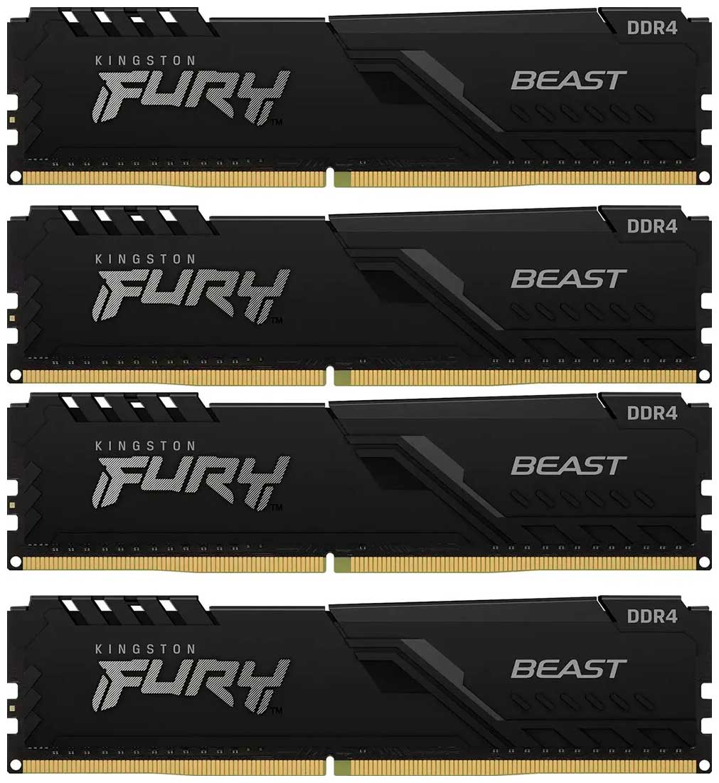 Изображение товара Оперативная память Kingston DDR4 64Gb (4x16Gb) 3200MHz FURY Beast Black (KF432C16BB1K4/64)