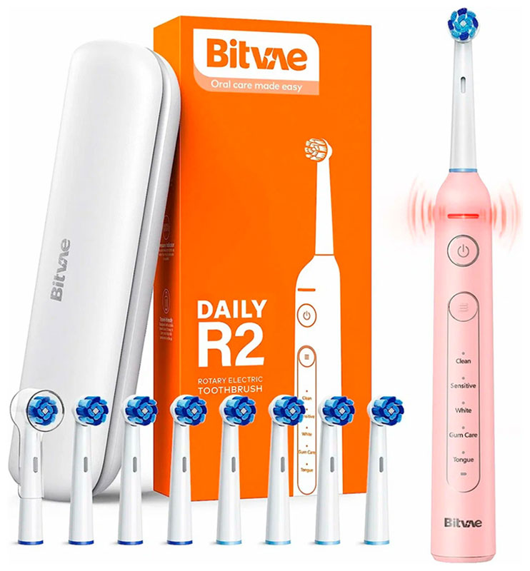 Электрическая зубная щетка Bitvae R2 Rotary E-Toothbrush, R2 GLOBAL, розовая