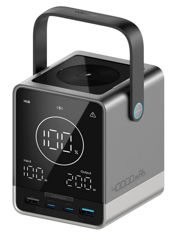 

Внешний аккумулятор Cuktech P+ Series, 40000 мАч, 300 Вт, 6A, QC 3.0, PD3.0, 2xUSBA+2xType-C+БЗУ + LED Display, до 140Вт на 1 Type-C выход (P01CT Silver Grey)