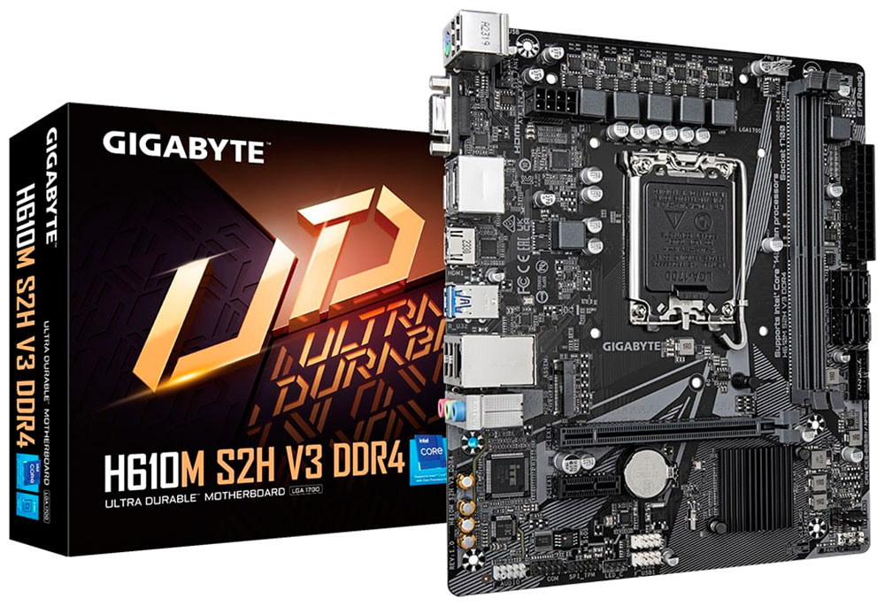 

Материнская плата Gigabyte H610M S2H V3 DDR4 (LGA1700, mATX), Черный