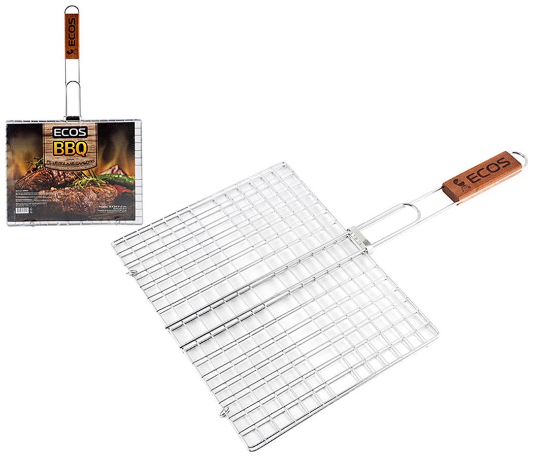 Изображение товара Решетка для барбекю Ecos 22012D 31x24x1.5 см, длина 50 см, двойная, хромированная сталь