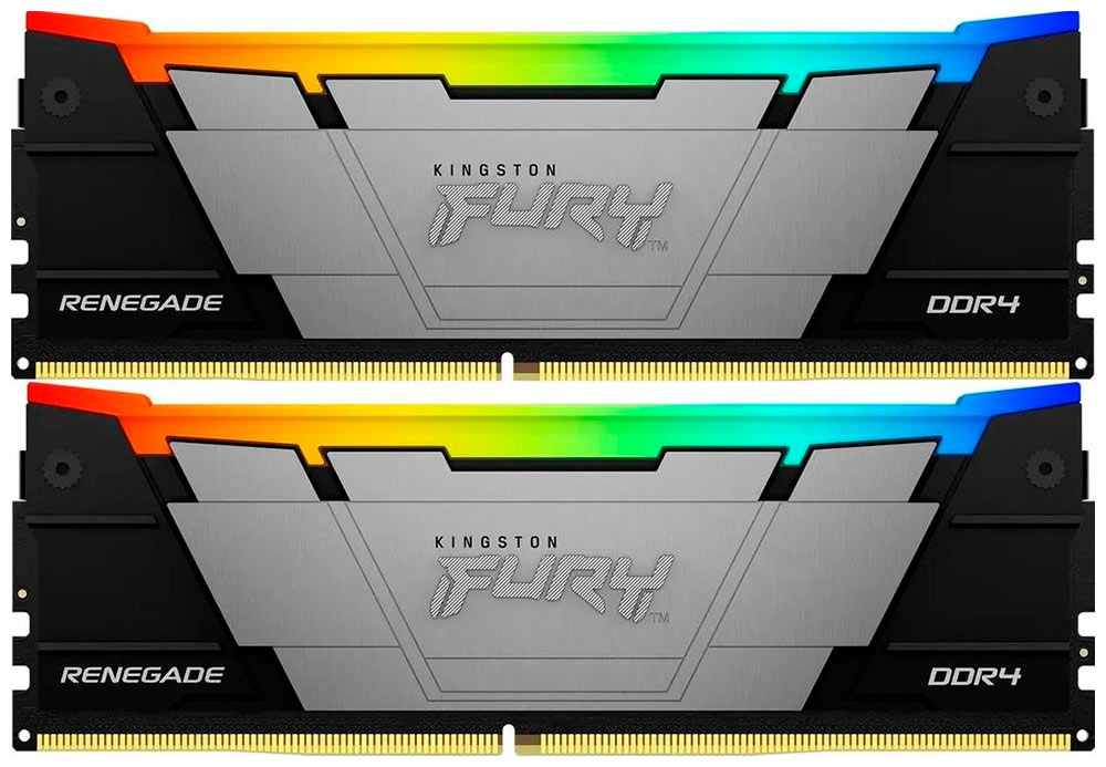 

Оперативная память Kingston DDR4 16GB (2x8GB) 4266MHz FURY Renegade RGB (KF442C19RB2AK2/16), Черный/серый