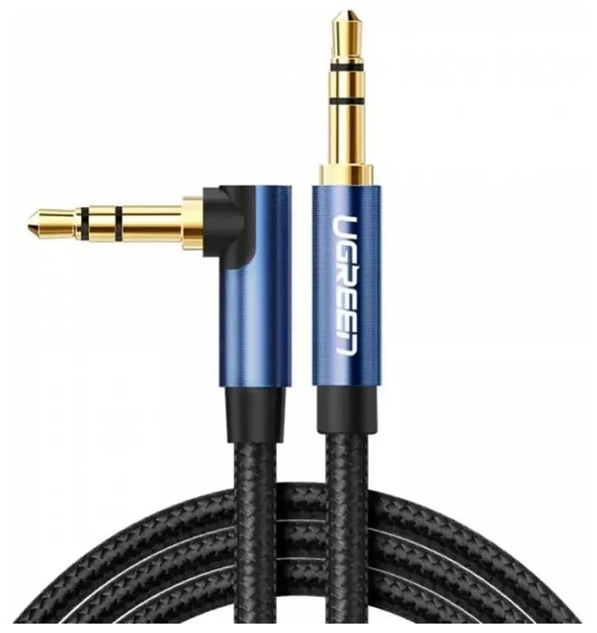 

Кабель Ugreen AV112 (60181) 3.5 mm Male To Male, Angled Cable, угловой, 2 метра, черный