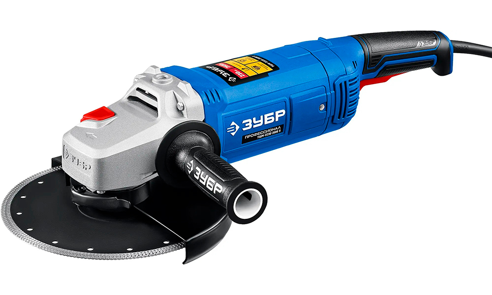 

Угловая шлифовальная машина (болгарка) Зубр 2600 Вт, d230 мм, Профессионал (УШМ-П230-2600 П)
