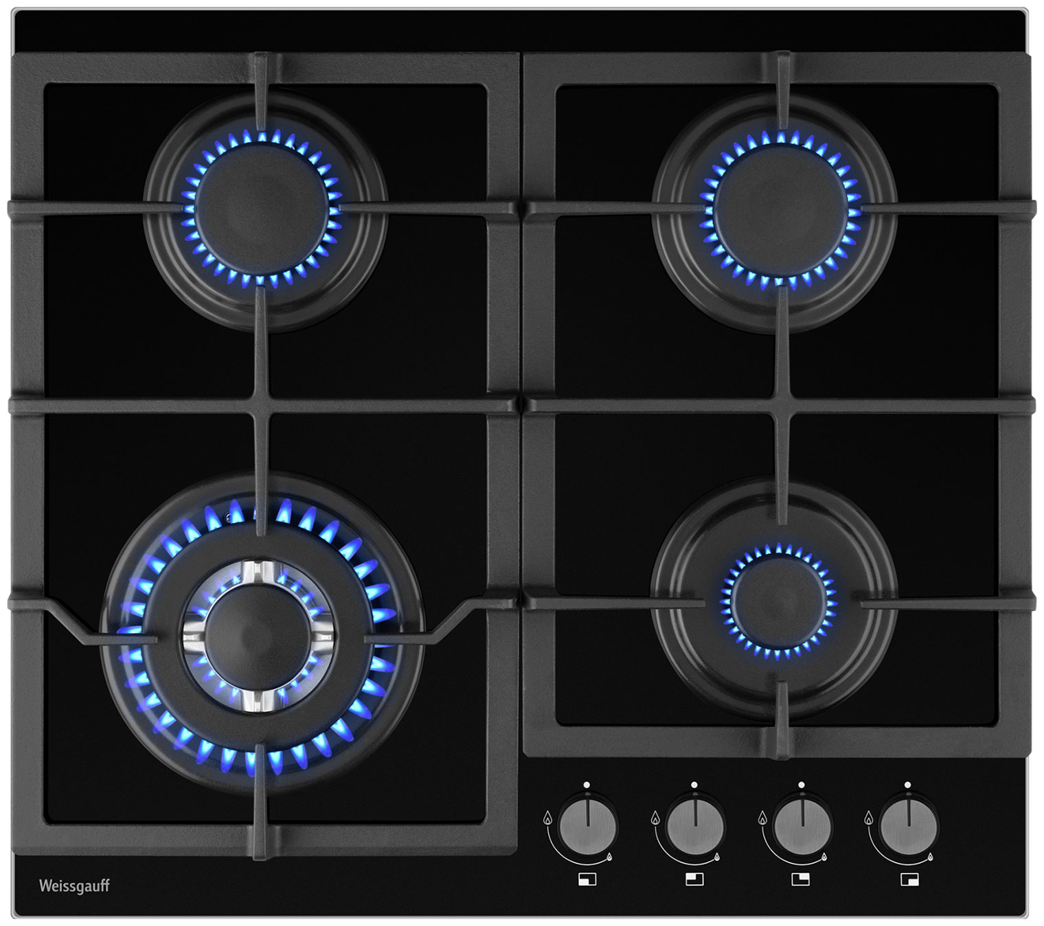 Изображение товара Газовая варочная панель Weissgauff HGG 641 BGV с системой Газ-контроль и WOK-конфоркой