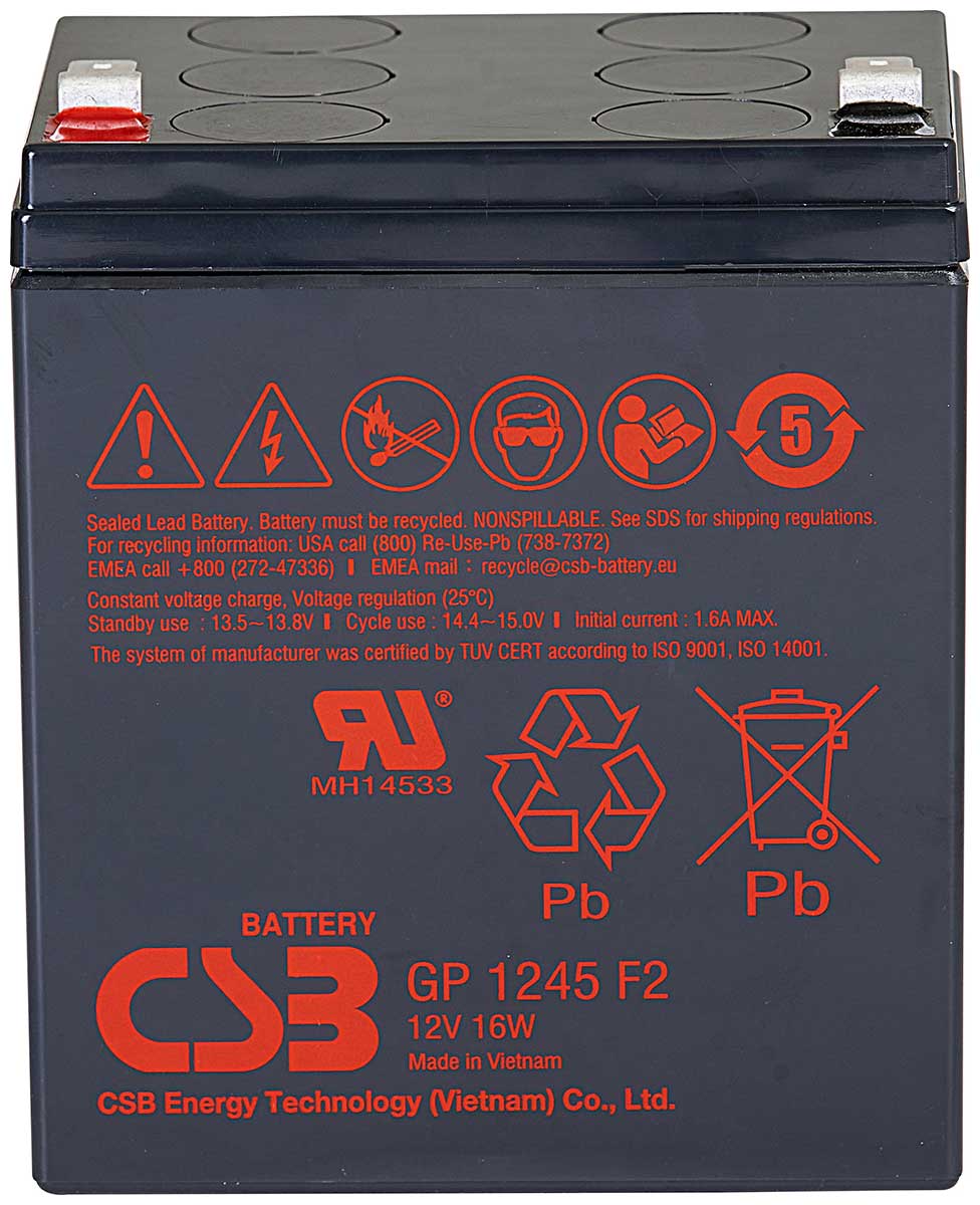 Изображение товара Аккумуляторная батарея для ИБП CSB GP1245 F2 (12V16W) 12В, 4Ач
