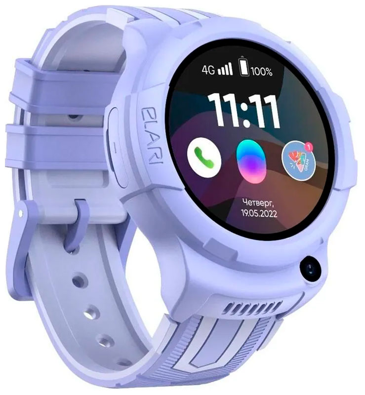 Изображение товара Умные детские часы Elari 4G Wink Android 8.1 лиловые водозащита GPS