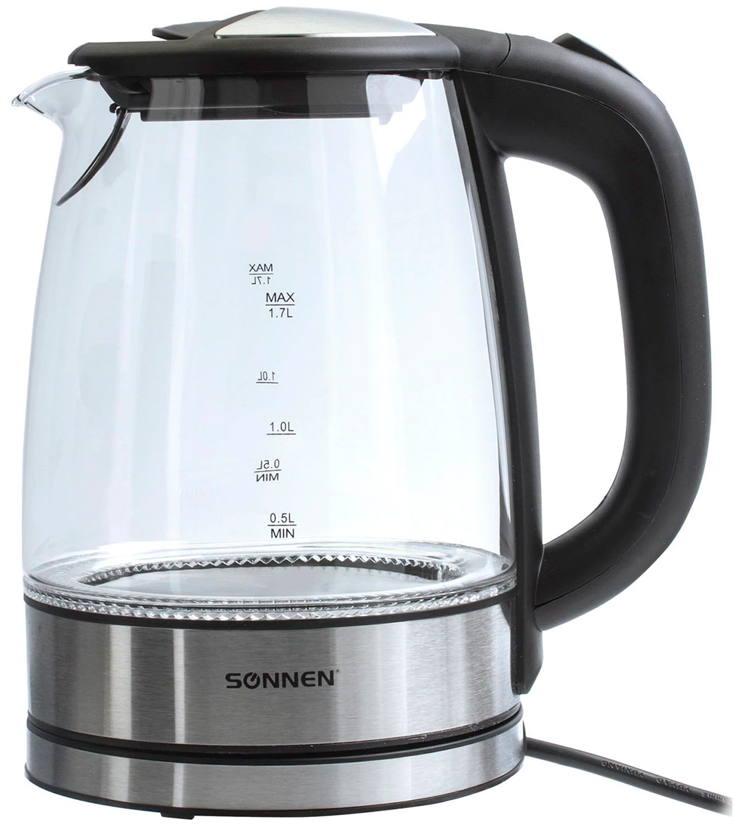 Изображение товара Электрический чайник Sonnen KT-1788 1.7 л 2200 Вт стекло черный подсветка