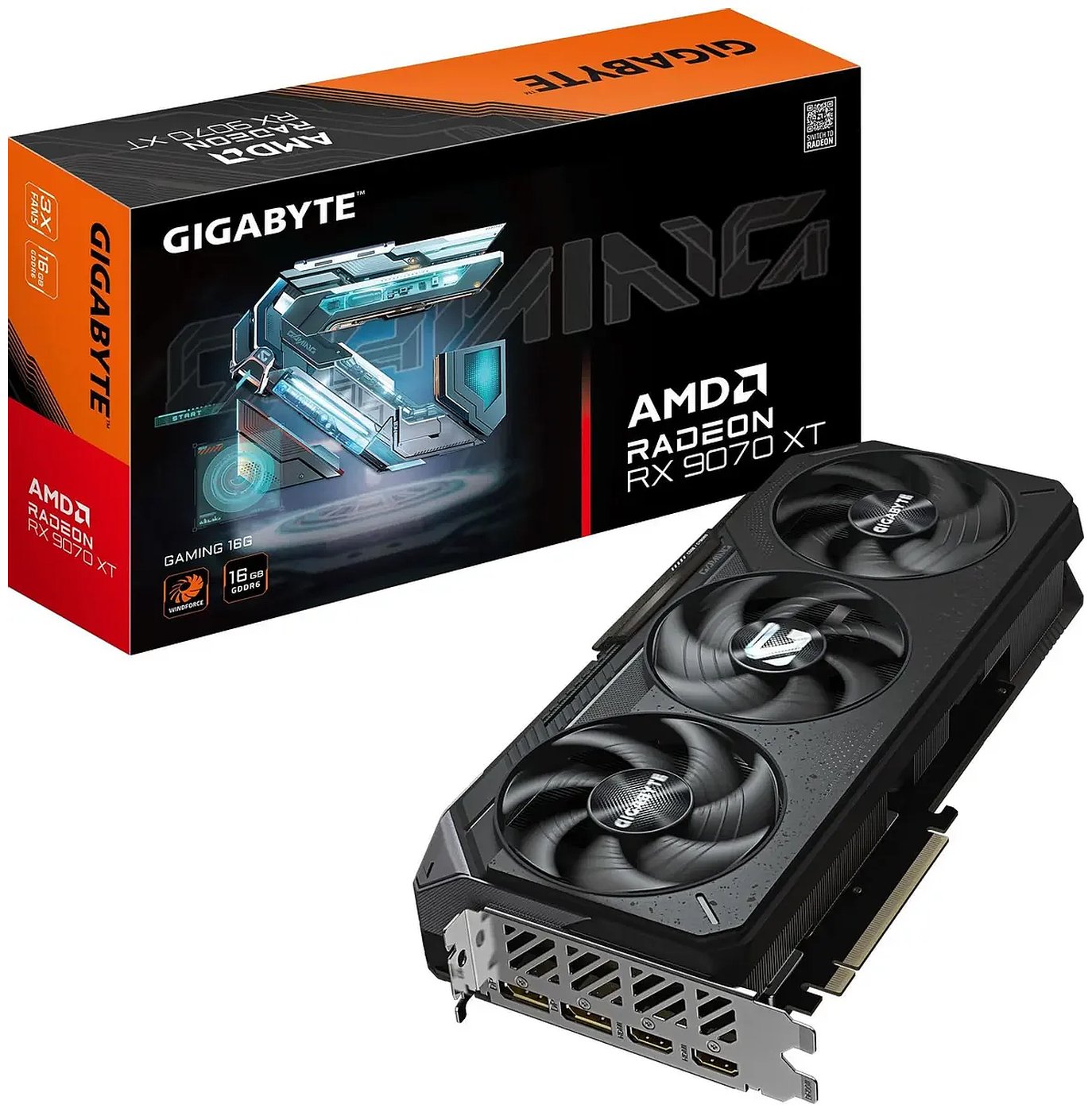 

Видеокарта Gigabyte Radeon RX 9070 XT GAMING 16GB (GV-R9070XTGAMING-16GD), Черный