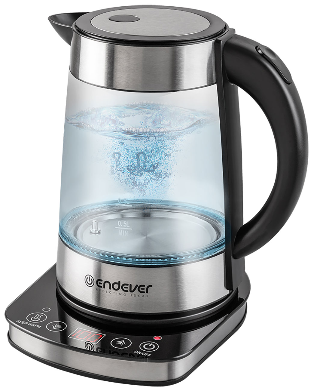 Изображение товара Чайник электрический Endever Skyline KR-367G, черный/стальной
