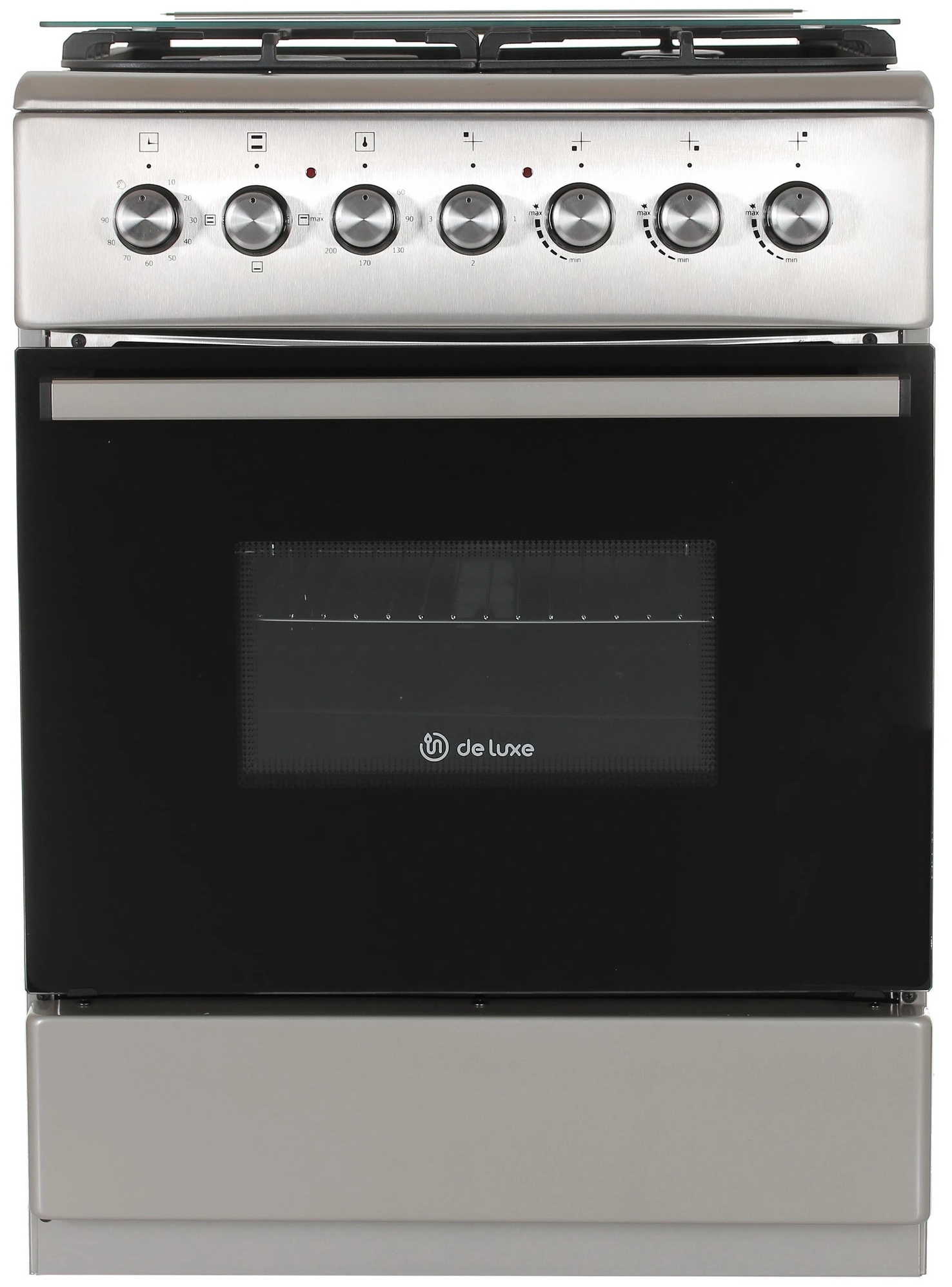 Комбинированная плита De luxe 606031.00гэ-005(кр) 60 см 64 л 4 конфорки серебристый