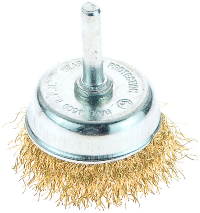 Изображение товара Корщетка-насадка Sturm! 5240901 для дрели чашеобразная мягк.50мм,хвост 6мм,латун.волн.проволок.