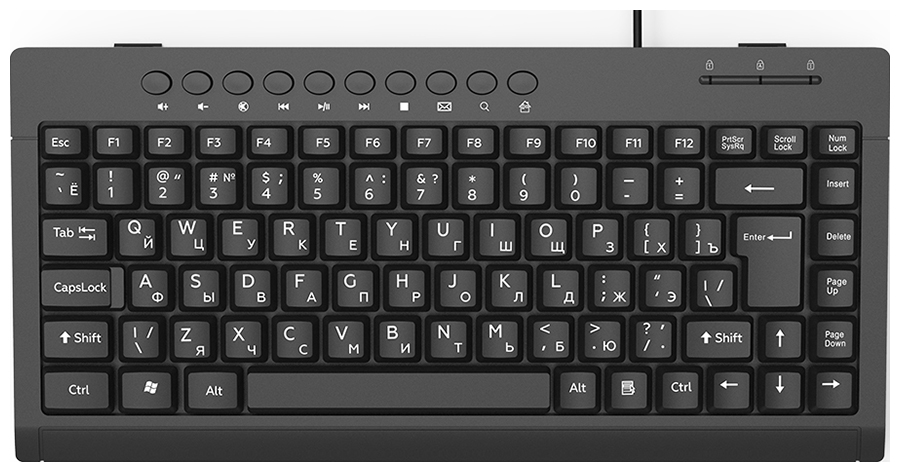 Проводная клавиатура Ritmix RKB-104 BLACK проводная клавиатура ritmix плоская rkb 400 grey