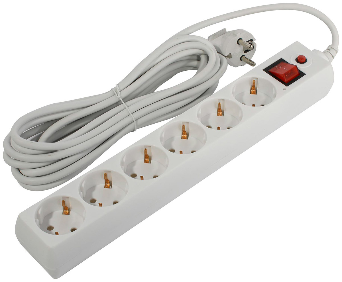 

Сетевой фильтр Buro 600SH-16-3-W 3 м, 6 розеток, белый