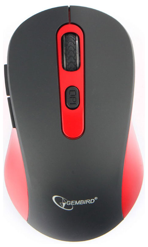 Мышь Gembird MUSW-221-R, чёрный/красный мышь беспроводная v99 usb 800 1200 1600dpi 4 кнопки оптическая красная