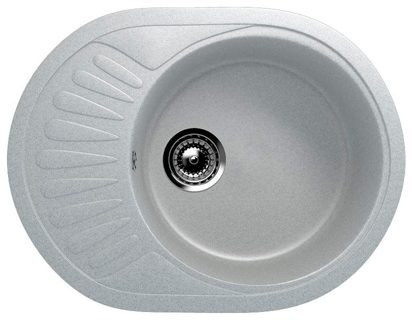 Изображение товара Кухонная мойка Ulgran U-107m серый искусственный мрамор овальная современная накладная